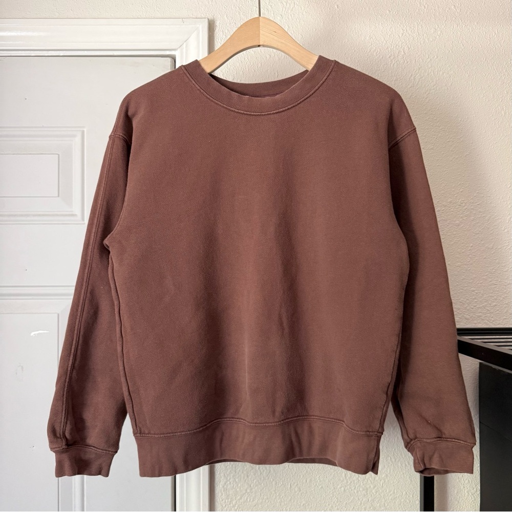 PARACHUTE brown organic cotton‎ crew neck boxy cropped pullover sweater